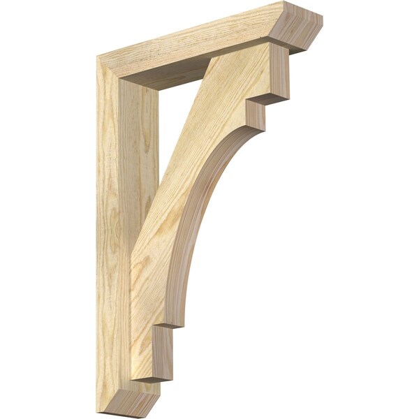 Ekena Millwork Merced Slat Rough Sawn Bracket w/ Offset Brace, Douglas Fir, 4"W x 16"D x 24"H BKT0402X16X24MRC06RDF - main